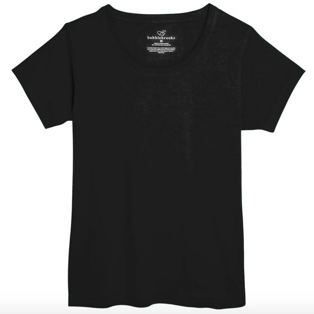 NEW 5 Pack Bobbie Brooks Ladies Scoop Neck T-Shirt Black XL - Picture 1 of 4